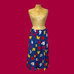 🟦🔴💛Vintage Abstract Midi Skirt💛🔴🟦